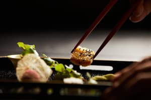 Busy Sushi train restaurant in new Commercial-Residential Complex building in Clayton