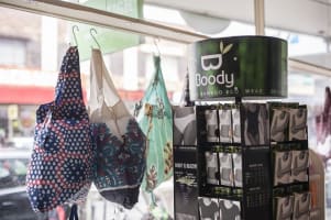 Health Food Store On Busy Main Shopping Strip