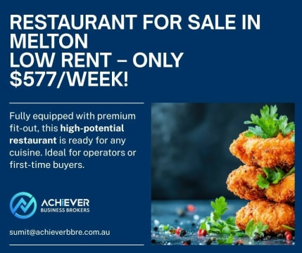 Restaurant For Sale –  Growing Melton Corridor | Low Rent - Only $577 per week