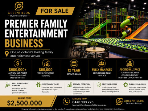Premier Kids Entertainment Play centre Business For Sale | Melbourne Inner West