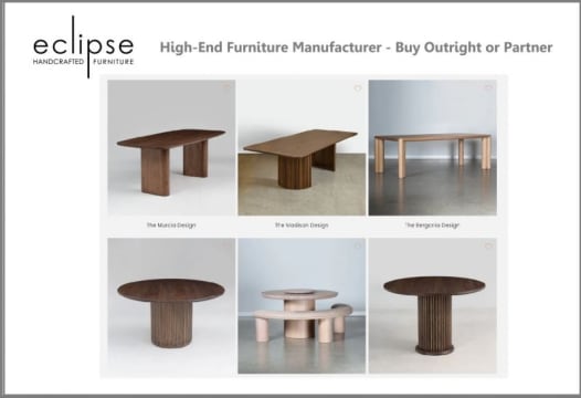 High-End Furniture Manufacturer - Buy Outright or Partner