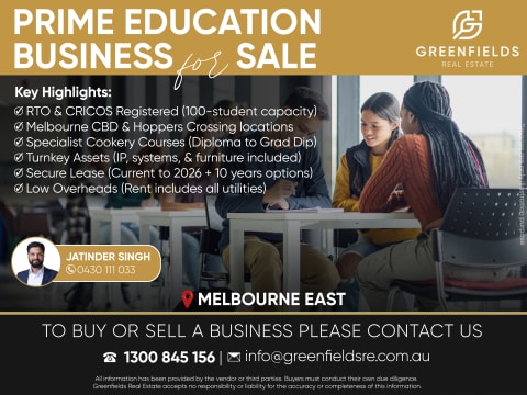 Prime Education Business for Sale – Melbourne East