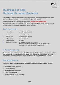 Highly Profitable Building Surveyor Business