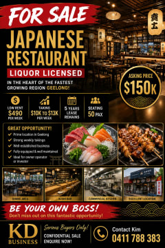 Liquor License Restaurant over 50pax at The Fastest Growing Region Geelong CBD
