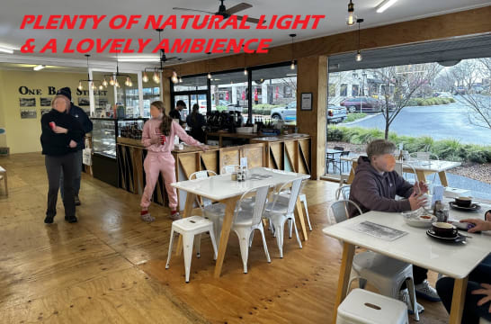 This corner cafe is big, bright and located with very high exposure.