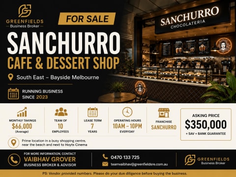 San Churro Café & Dessert Franchise for Sale | Prime Bayside Location in Frankston