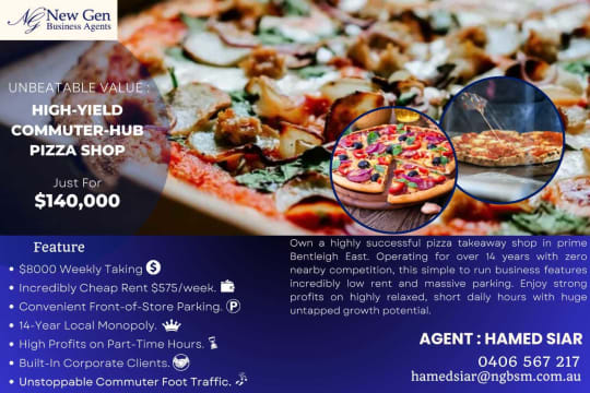Pizza Takeaway Shop for Sale | $8K Weekly Takings | $575 Rent P/W [2605181]