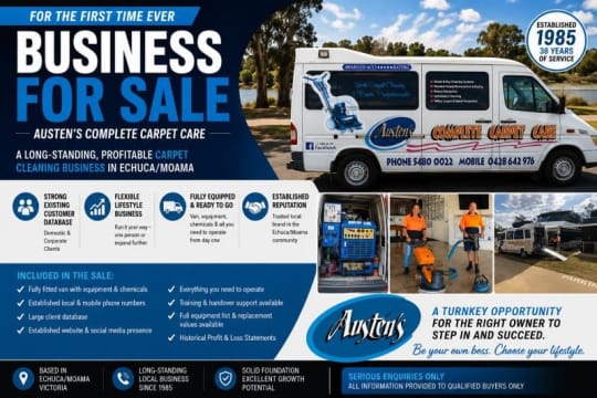 Austen's Complete Carpet Care - Reduced in Price Guide $120,000 - Negotiable