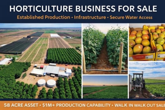 Horticulture Business & 58 Acre Asset | $1.5M+ Capability | Walk-In Walk-Out