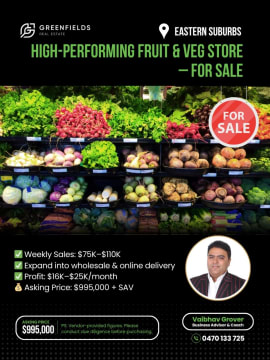 Profitable Fruit & Veg Store for Sale in Busy Shopping Centre  Eastern Suburbs, Melbourne
