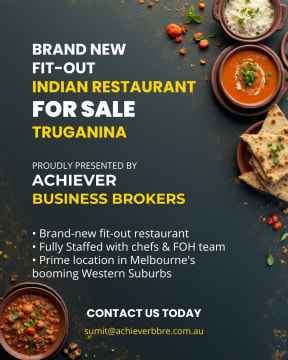 Brand New Fit-out Restaurant Indian Restaurant For Sale – Truganina