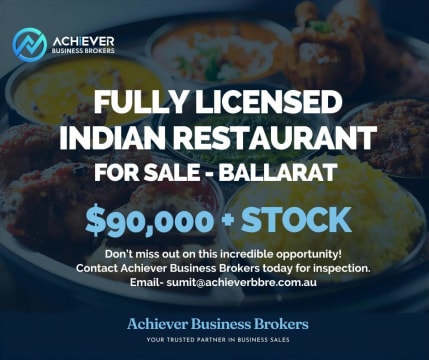 Fully Licensed Indian Restaurant for Sale – Prime Ballarat Location