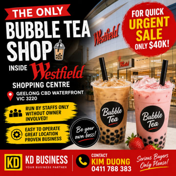 HIGH-PROFIT BUBBLE TEA FRANCHISE – PRIME WESTFIELD Shopping Centre