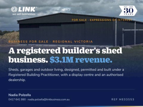 Registered Shed Construction Business, $3.1M Revenue