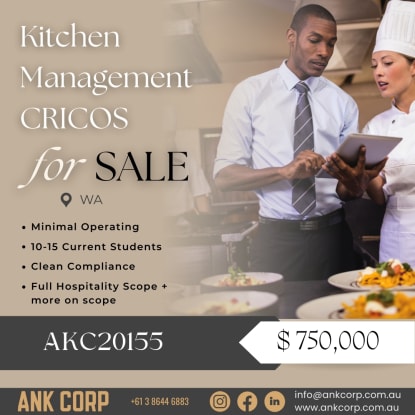 Kitchen Management CRICOS for Sale | WA | $750,000| AKC20155
