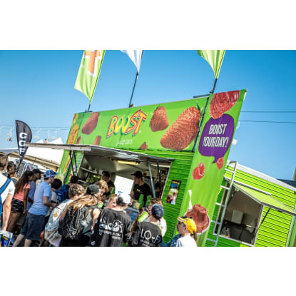 Own Two Mobile Boost Juice Vans  Perfect for Deni Ute Muster Fans!
