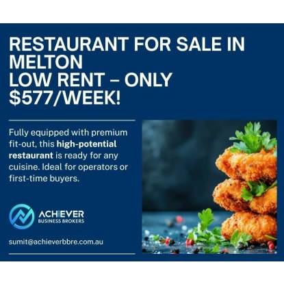 Restaurant For Sale –  Growing Melton Corridor | Low Rent - Only $577 per week