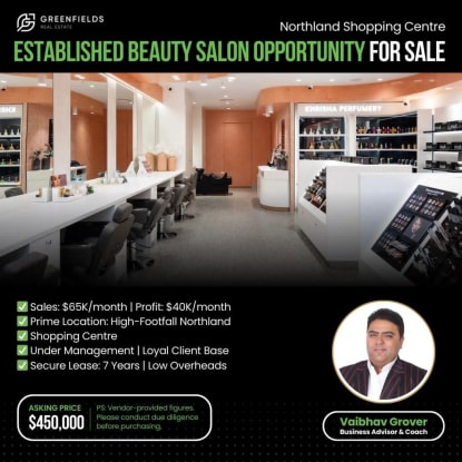 Established Profitable & Under Management Beauty Salon for Sale  Northland Shopping Centre