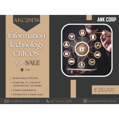 Information Technology CRICOS for Sale | TAS | $250,000 | AKC20156