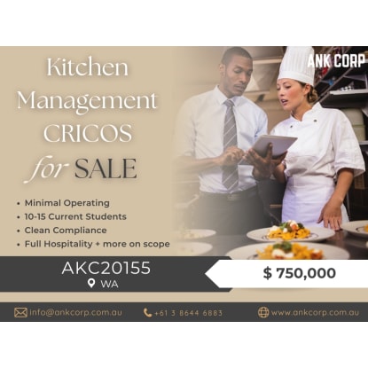 Kitchen Management CRICOS for Sale | WA | $750,000| AKC20155