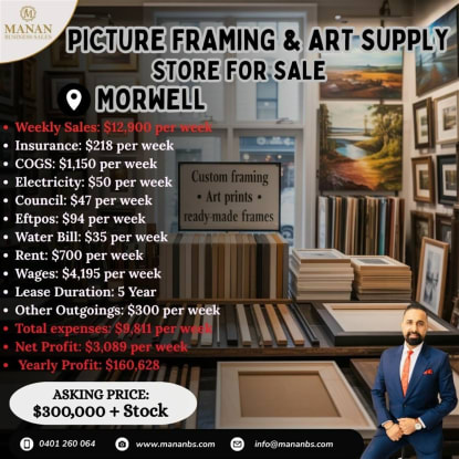 Picture Framing & Art Supply Store For Sale In Morwell