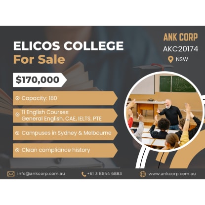 ELICOS College For Sale | NSW | 180 Student Capacity | $170,000 | AKC20174