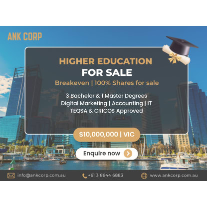 100% Shares Higher Education for Sale | $10,000,000 | VIC | AKH20176