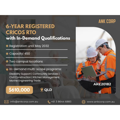 6-Year Registered CRICOS RTO for Sale with In-Demand Qualifications | QLD | $610,000