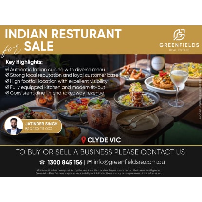 Established Indian Restaurant for Sale β Prime Location in Clyde