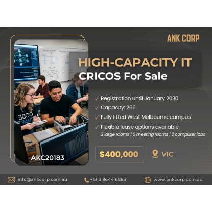 High-Capacity IT CRICOS RTO for Sale | VIC | $400,000 | AKC20183