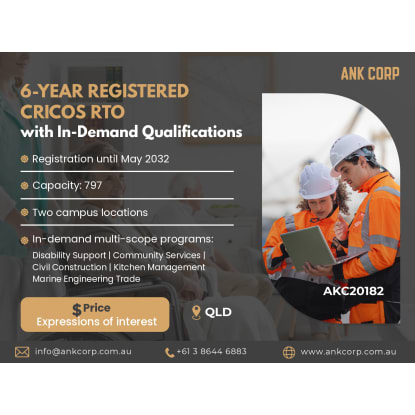 6-Year Registered CRICOS RTO for Sale with In-Demand Qualifications | QLD