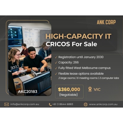 High-Capacity IT CRICOS RTO for Sale | VIC | $360,000 | AKC20183