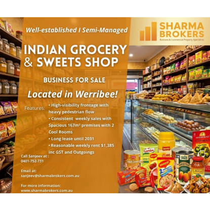 Semi-Managed Indian Grocery & Sweets Shop - Werribee!