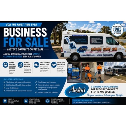Austen's Complete Carpet Care - Reduced in Price Guide $120,000 - Negotiable