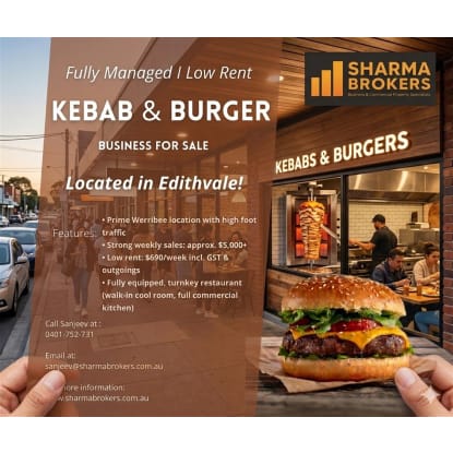 Low Rent Profitable Kebab & Burger Business - Edithvale!