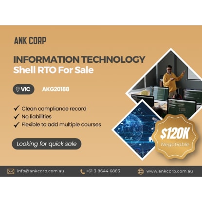 ​Shell RTO for Sale | Information Technology Scope | VIC | $120,000 (Negotiable)