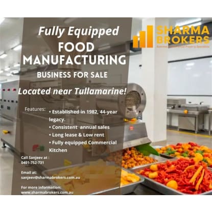 Fully Equipped Food Manufacturing Business Near Tullamarine