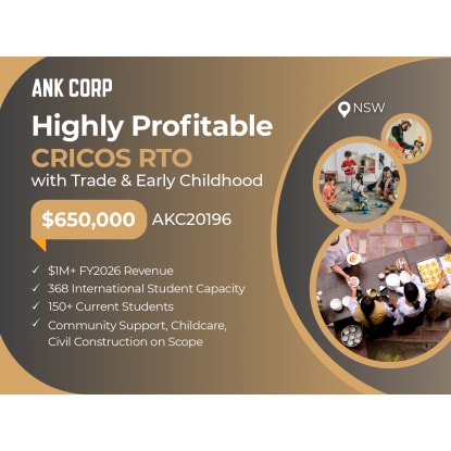Highly Profitable CRICOS RTO for Sale | 150+ Active Students | NSW | $650,000