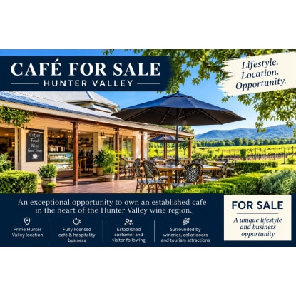 Live the Hunter Valley Lifestyle  Established Licensed Café Business For Sale