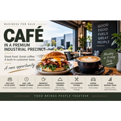 Established 5-Day Café Prime Industrial Precinct Location
