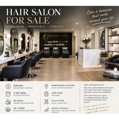 "High-Profit, Turnkey Hair & Beauty Salon with Loyal Clientele & Strong Profits