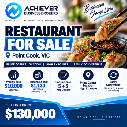 Restaurant for Sale | Prime Corner Location | High Exposure | Easily Convertible – Point Cook