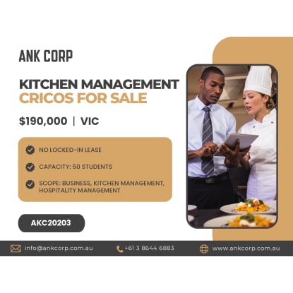 Kitchen Management CRICOS RTO for Sale | VIC | $190,000 | AKC20203