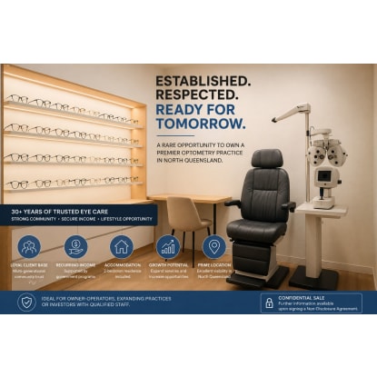 Established North QLD Optometry Clinic with Accommodation