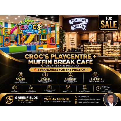 CROC'S PLAYCENTRE WITH MUFFIN BREAK CAFÉ FOR SALE | MELBOURNE EASTERN SUBURBS