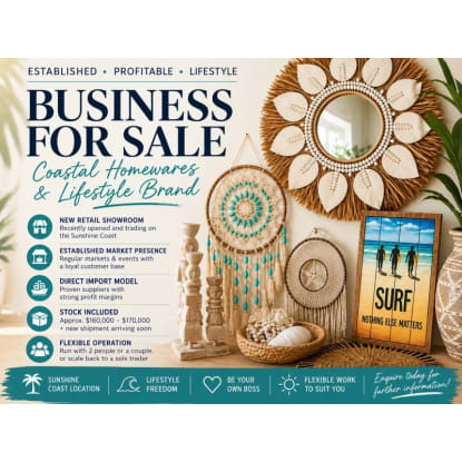 Coastal Lifestyle Business New Retail Showroom & High Margins