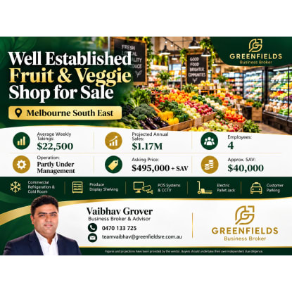 Well Established Fruit & Veggie Shop for Sale - Melbourne South East