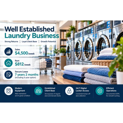 Profitable Laundromat For Sale - $4.5K/Wk Sales!