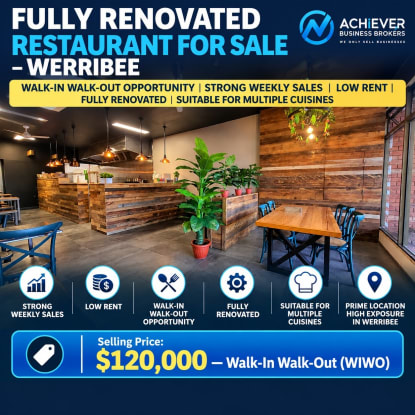 FULLY RENOVATED RESTAURANT FOR SALE | LOW RENT – WERRIBEE