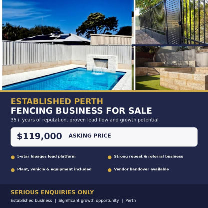 Established Perth Fencing & Retaining Business For Sale